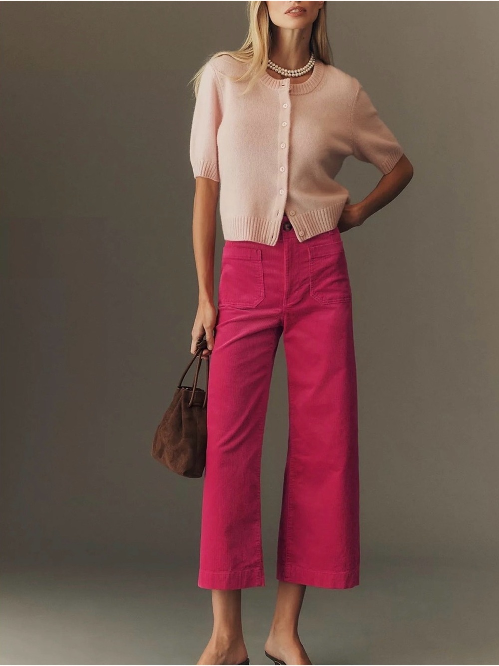 Anthropologie Maeve
Colette Crop Wide-Leg
Corduroy Pants Hot Fuchsia
Pink